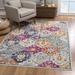 Blue/Gray 132 x 96 W in Area Rug - Bungalow Rose Rust Distressed Floral Runner Rug Polypropylene | 132 H x 96 W in | Wayfair