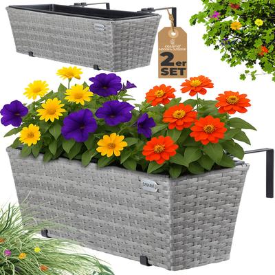 Blumenkasten Balkonkasten Pflanzkasten 11 Liter Montagehalterung Polyrattan indoor outdoor Image