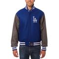 Men's JH Design Royal/Gray Los Angeles Dodgers Big & Tall All-Wool Jacket with Embroidered Logos