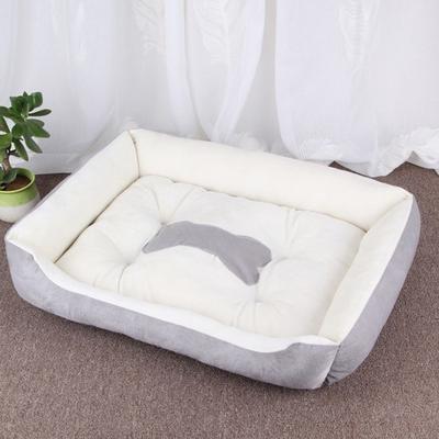 Dog Bed (White and Gray) With Gray Bone Silhouette by JoJo Modern Pets in White (Size LARGE)