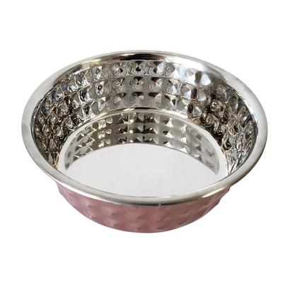 Stainless Steel Diamond Textured Dog Bowl - Rose Quartz by JoJo Modern Pets in Rose (Size 64 OZ)