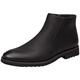 rismart Men's Leather Chelsea Boots Gents Ankle Casual Dress Shoes with Side Zip Black,9