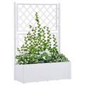 Susany Garden Raised Bed with Trellis and Self Watering System, Trellis Planter, Garden Trough Planter with Topped Trellis Climbing Plants Flower Raised Bed, White