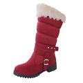 LOPILY Ladies Winter Boots Fur Lined Snow Boots for Women Thigh High Boots Warm Shoes Comfort Anti-slip Grip Sole Zip Boots Walking Footwear High-top Black Brown Grey Pink White Size 4.5-7 UK