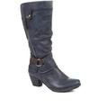 Pavers Ladies Low Heeled Slouch Boots - Navy Size 3 (36)