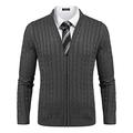 Coofandy Mens Cardigans Knitted Full Front Zipper Stand Collar Cardigan Jumpers with Pocket, Grey, M