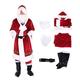 RICHBA Christmas Santa Claus Suit Costume with Beard Adult Deluxe Fancy Dress Plush Santa Flannel Cosplay Outfits for Men (Christmas Hooded, XL)