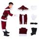 Christmas Santa Claus Suit Costume with Beard Adult Deluxe Fancy Dress Plush Santa Flannel Cosplay Outfits for Men (Red, 2XL)