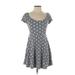 En Creme Casual Dress - Fit & Flare: Blue Damask Dresses - Women's Size Small