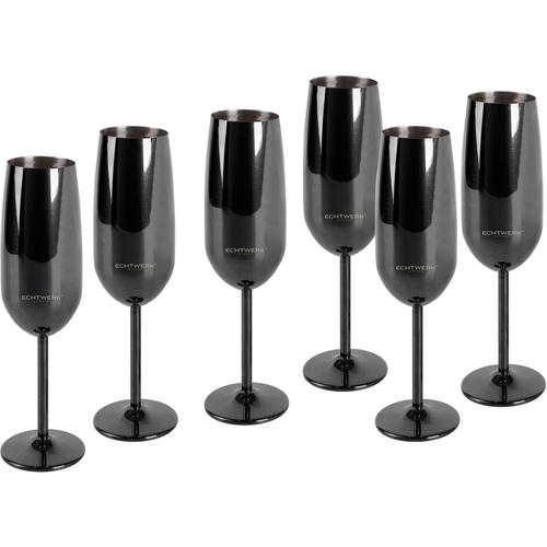 ECHTWERK Champagnerglas, (Set, 6 tlg.), aus Edelstahl, 250 ml schwarz Champagnerglas Sektgläser Champagnergläser Gläser Glaswaren Haushaltswaren