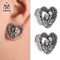 KUBOOZ – boucles d'oreilles en acier inoxydable 2 pièces en forme de cœur crâne de Rose tunnel