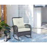 Manhattan Comfort Furttuo Steel Rattan Outdoor Rocking Chair with Cushions