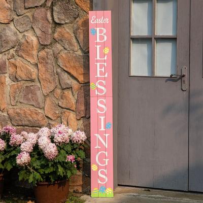 Glitzhome 60"H Easter Wooden Blessings Porch Sign