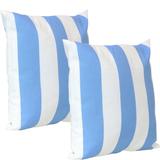 Sunnydaze 2 Outdoor Decorative Throw Pillows - 17 x 17-Inch - Beach-Bound Stripe