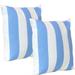 Sunnydaze 2 Outdoor Decorative Throw Pillows - 17 x 17-Inch - Beach-Bound Stripe