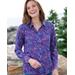 Appleseeds Women's Foxcroft Paisley Floral No-Iron Cotton Shirt - Blue - 6P - Petite
