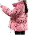 AOGOTO Womens Stand-Up Collar Loose Padded Jacket without Hood Long Sleeve Down Coats Jackets and Body Warmers with Pockets