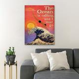 Trinx Man Swimming Before Sunset - The Ocean Is Calling & I Must Go - 1 Piece Rectangle Graphic Art Print On Wrapped Canvas in White | Wayfair