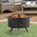 Red Barrel Studio® Outdoor Patio Steel Wood Burning Fire Pit w/ Lid Steel in Black/Brown/Gray | 22 H x 30 W x 30 D in | Wayfair