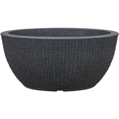 Barceo Bowl 40, Pflanzschale/Blumentopf/Pflanzenschale, rund, Farbe: Stony Black, hergestellt mit