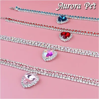 Pendentif de luxe en cristal pour animal de compagnie collier mignon pour chat chien fournitures