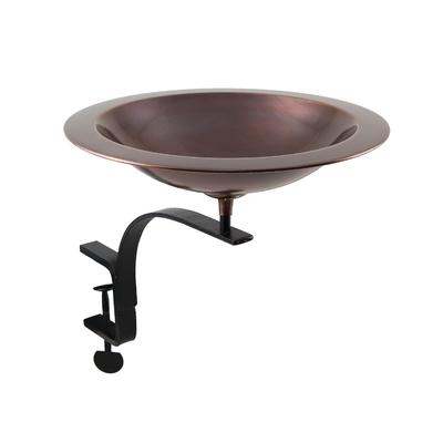 Achla Designs Classic II Birdbath w/Rail Mount Bracket, 19 Inch Long, Antique Copper