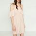 Zara Dresses | Light Pink Cutout Dress With Frill -- Zara Large | Color: Pink | Size: L