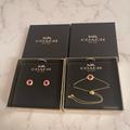 Coach Jewelry | Coach Opopen Circle Stone Strand Set Earrings And Bracelet | Color: Gold/Red | Size: Bracelet 9”L