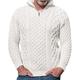 Maxwinee Men's Pullover Stand-Up Collar 1/4 Zip Cable Knit Jumper Plain Zip Neck Jumper Warm, 2 White, XXL