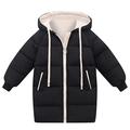 UEsent (1-10 years) Children's Winter Jacket with Hood for Boys Girls Down Jacket Thick Coat Warm Padding Cotton Coat Plain Medium Length Windproof Down Jacket Hoodie, black, 4-5 Years