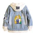 westtrend Miss Kobayashi's Dragon Maid Denim Hooded Jacket Unisex Casual Fake Two Sweatshirts Anime Print Hooded Jean Coat