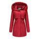 Women's cotton-padded jacket, detachable fur collar, detachable hat, quilted pie, overcoming coat,Wine red,XXL