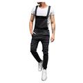 NLGToy Mens Denim Jeans Bib Casual Rompers Washed Jumpsuits Denim Ripped Overalls Men's Pants (Black, M)