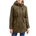 eiuEQIU Parker Women's Sportswear Jacket Women's Winter Jacket Functional Jacket Costume Jacket Turtleneck Jacket Fixed Hood Waist Zip Tunic Women Casual Padded Coat Blouse, Green, L