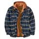 Seringlings Lined winter jacket, men's checked hooded jacket with drawstring, warm transition jacket, lumberjack jacket, men's winter lined parka, winter coat, bomber jacket, blue, 5X-Large