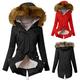 eiuEQIU Women's Winter Coat Warm Women's Winter Jacket Long Coats Plush Jacket for Women Jacket Coat with Faux Fur Hood Women Thick Lined Hoodie Sportswear Outdoor Jacket, red, S