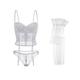 Women's Sexy Bustiers Corsets Push Up Off Shoulder Crop Tops and Thong and Stocking Set White