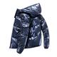 Winter Men Thick Bright Parka Fashion Jacket Solid Color Hooded Coat Waterproof Male Overcoat Plus Size 5XL Casual Streetwear Jacket Coat (Color : Navy Blue, Size : 3XL)