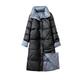 Autumn Winter Duck Down Jacket Women Black Double Side Wear Outerdoor Female Coats Long Warm Down Coat Puffer Jacket Parka - black and gray,S,China