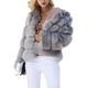 Vagbalena Women Luxury Winter Warm Fluffy Faux Fur Short Coat Jacket Parka Outwear (Grey,3XL)