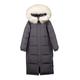 Large Real Raccoon Fur Collar Women Winter 90% Duck Down Jacket Female Loose Thick Long Feather Coat Plus Size - gray jacket2,S