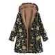 Coats For Women Winter Jacketss Trench Thick Fleece Plush Hooded Warm Down Outerwear With Pockets (Black, XL)