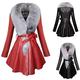 eiuEQIU Women's Winter Coat Elegant Fashion Faux Leather Jacket Silver Fox Fur Cardigan Women's Tailored Winter Jacket Women Slim Medium Length Fur Belt Plus Cotton Coat, red, XXL