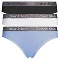 Calvin Klein Women's 3PK Bikini Style Underwear, Black/White/Prepster Blue, XL