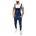 qazxs Bib Casual Mens Ripped Denim Denim Overalls Jeans Washed Jumpsuits Rompers Men's Pants (Navy, L)