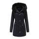 Buetory Women's Winter Coat Warm Puffer Thicken Parka Jacket with Fur Hood Long Fleece Puffer Coat Parka Thermal Outwear Navy