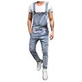 Bib Casual Mens Ripped Denim Denim Overalls Jeans Washed Jumpsuits Rompers Men's Pants (Blue, M)