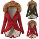 eiuEQIU Real Fur Winter Jacket Women's Coat Faux Fur Winter Coat Plush Jacket Warm Parka Lined Hooded Jacket with Pockets Women Hoodie Thick Cardigan Softshell Jacket Outdoor Jackets, red, XXXL