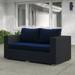 Stopover Outdoor Patio Sunbrella Loveseat by Modway Sunbrella® Fabric Included in Black | 25.5 H x 63 W x 35 D in | Wayfair EEI-1851-CHC-NAV