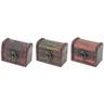 6415-108 Schatztruhe, mit Schloss, Schatzkiste, Holzkiste 3er Set, 8 x 5 x 6 cm - HMF